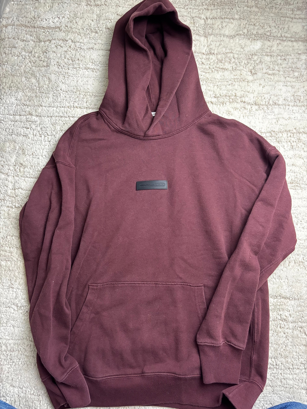 Abercrombie & Fitch Relaxed Soft A&F Fleece Hoodie Burgundy Size S